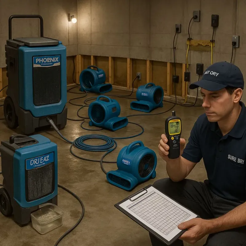 Structural Drying and Dehumidification process in Horizon City, TX